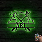 Custom Fencing Metal Wall Art Led Lights, Persoanlized Fencer Metal Name Sign, Fencing Sports Metal Sign, Fencing Team Sign, Fence Combat Sport Sign